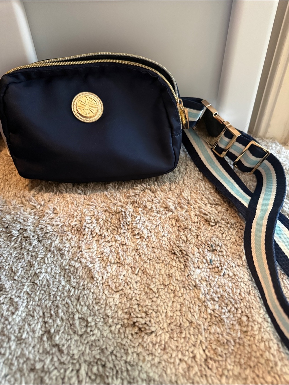 Lilly Pulitzer Navy Crossbody with Striped Adjustable Strap